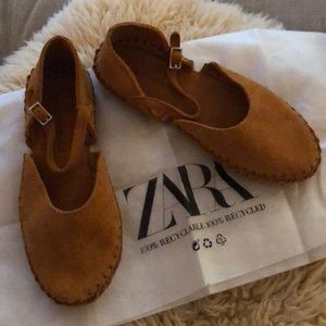 Adorable Soft Cognac Suede Moccasins from Zara